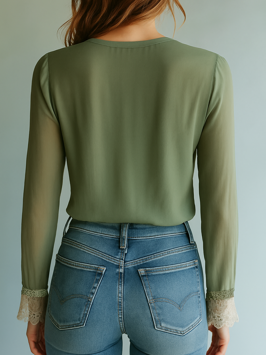 Rocío · Blusa floreale bohémien con pizzo