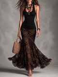 ELENA | Coordinato Boho con Top Nero e Gonna Stampata