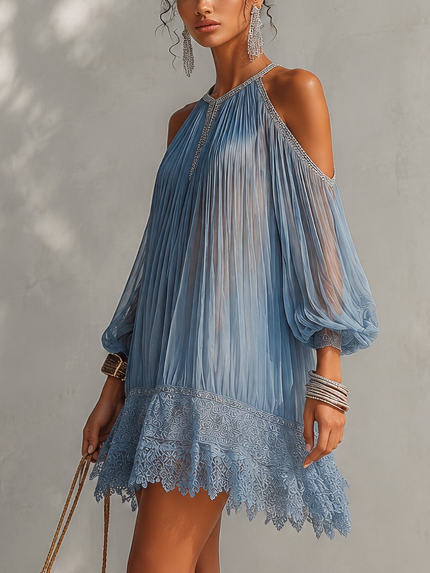 LEA | MINIABITO BLU CON SPALLE SCOPERTE