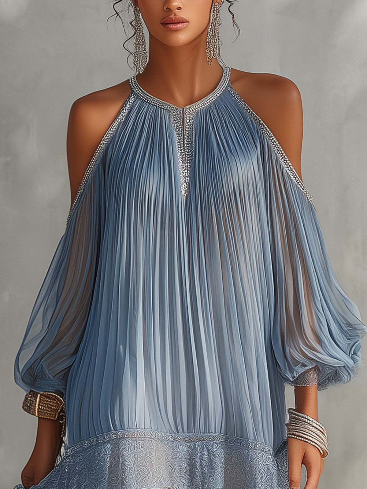 LEA | MINIABITO BLU CON SPALLE SCOPERTE