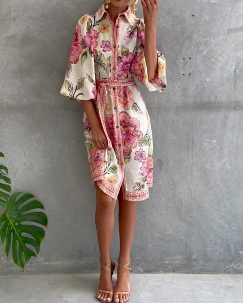 Vestido Chiara | Elegancia Natural y Estampado de Temporada