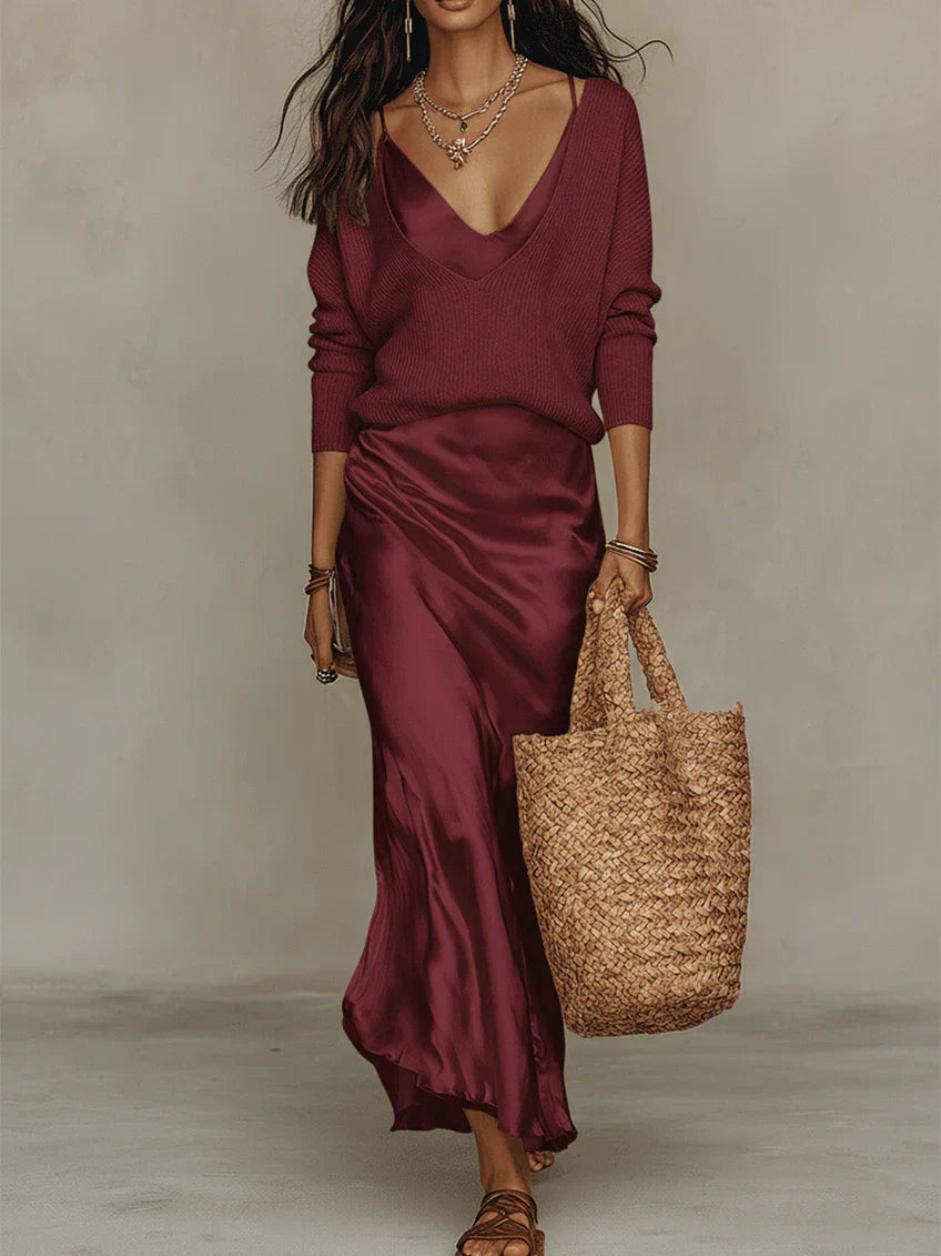 Anaïs – Elegante abito midi in raso