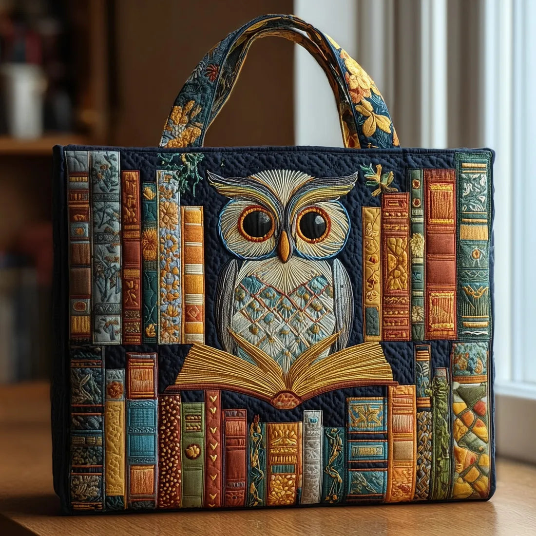 Bolsa Artesanal Búho entre Libros Viejos