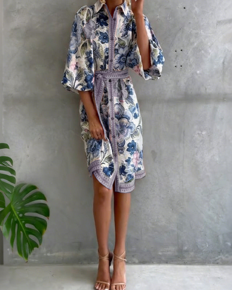 Vestido Chiara | Elegancia Natural y Estampado de Temporada