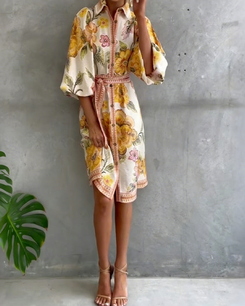 Vestido Chiara | Elegancia Natural y Estampado de Temporada