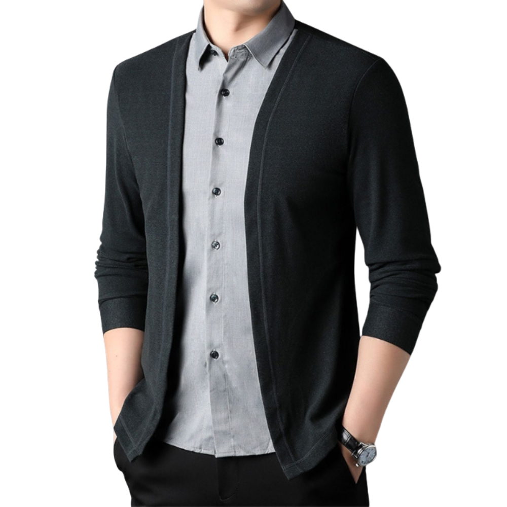 Camicia Cardigan da Uomo 2 in 1 in Tessuto Premium
