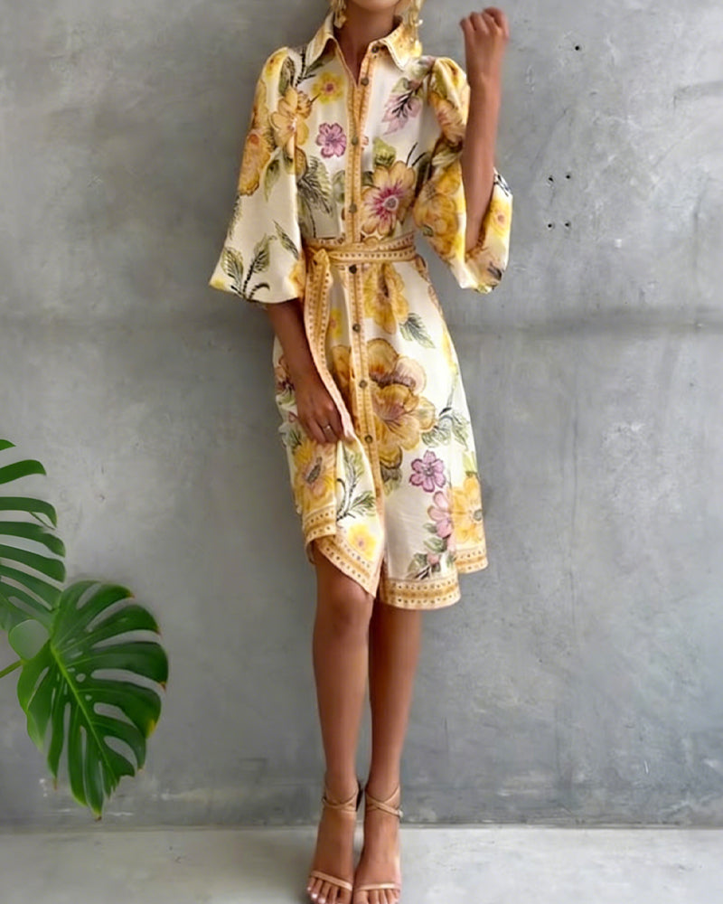 Vestido Chiara | Elegancia Natural y Estampado de Temporada