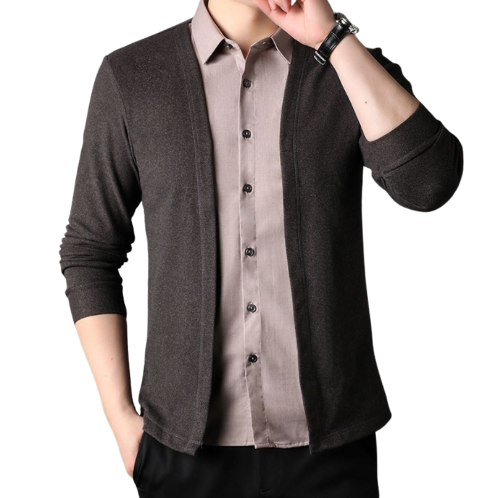 Camisa Cárdigan Hombre 2 en 1 de Tejido Premium