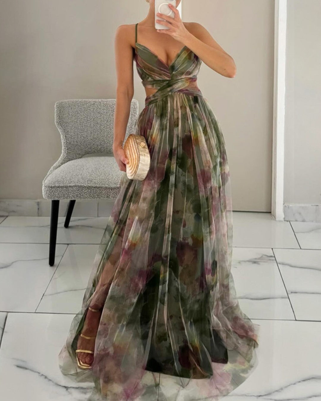 La Scintilla | Abito lungo elegante con stampa floreale
