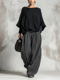 Geneviève™ | Completo Due Pezzi Plissettato con Top a Pipistrello e Pantaloni a Gamba Larga