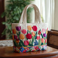 Borsa trapuntata con tulipani