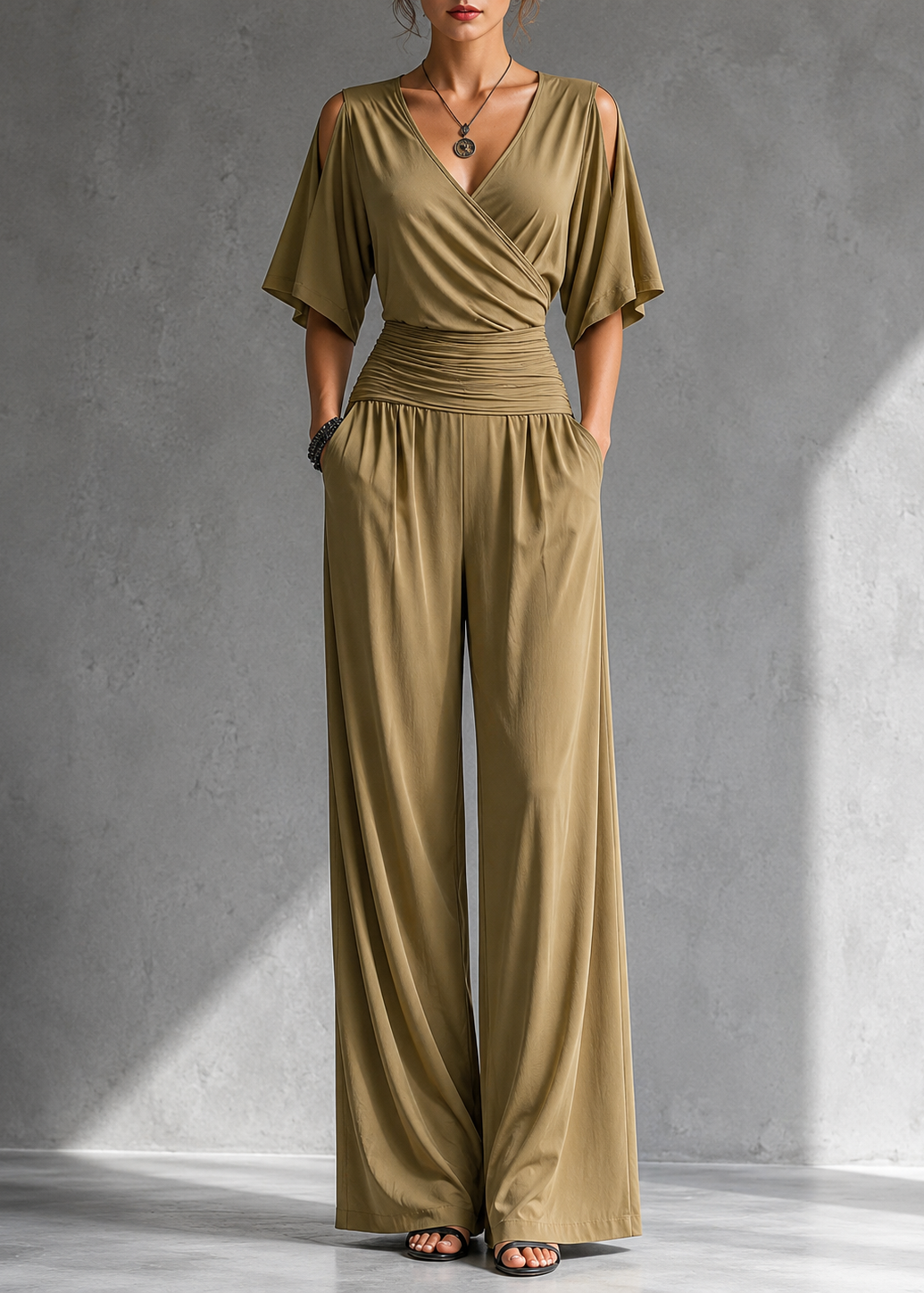 Alía | Completo Elegante con Effetto Incrociato e Pantalone Ampio