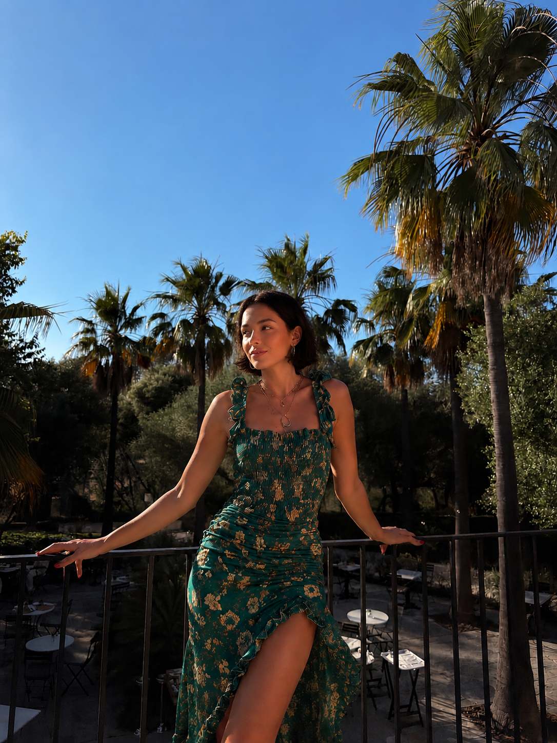 CAMILA - Abito lungo stile boho retrò con volant
