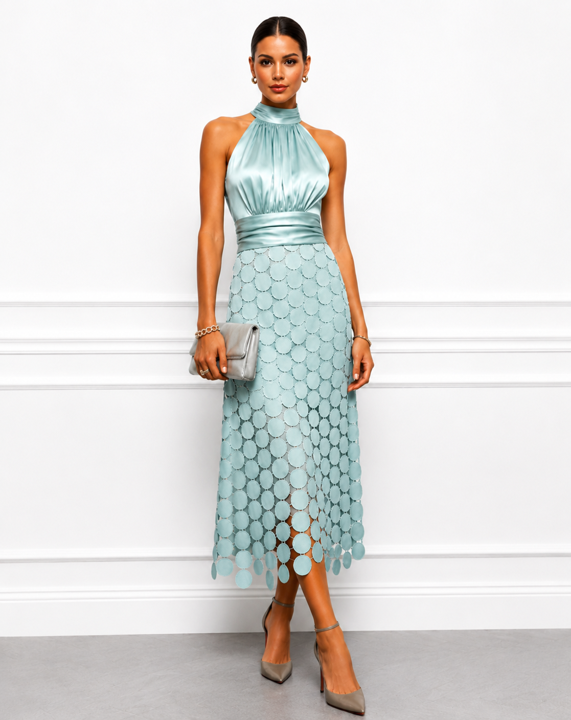 IRENE | ABITO MIDI RAFFINATO CON TOP EN RASO