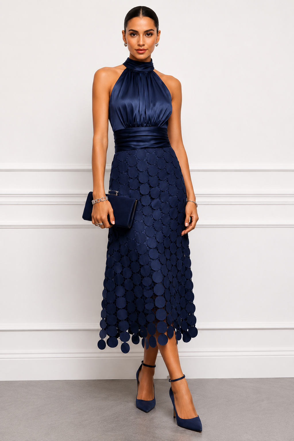 IRENE | ABITO MIDI RAFFINATO CON TOP EN RASO