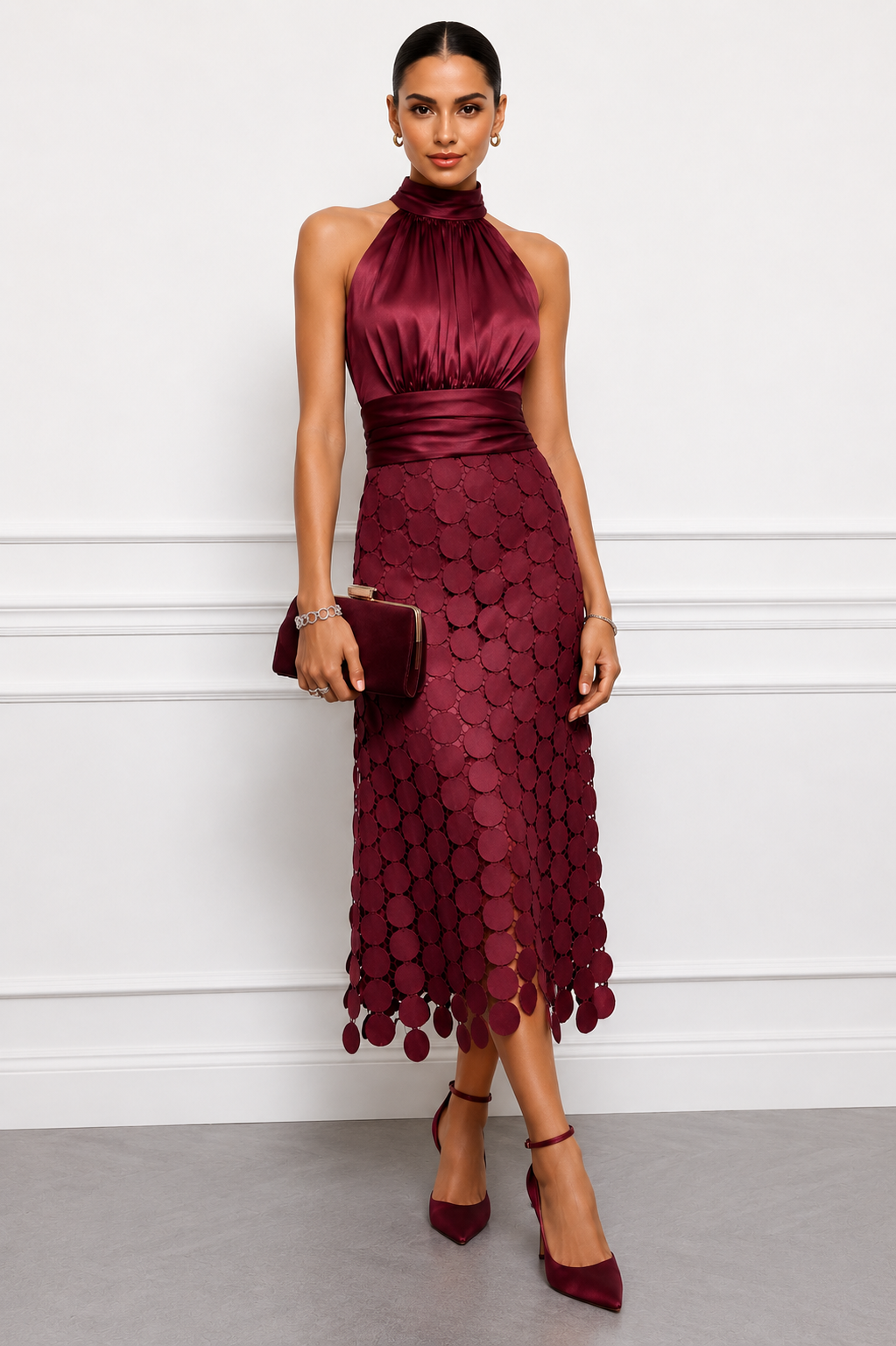 IRENE | ABITO MIDI RAFFINATO CON TOP EN RASO