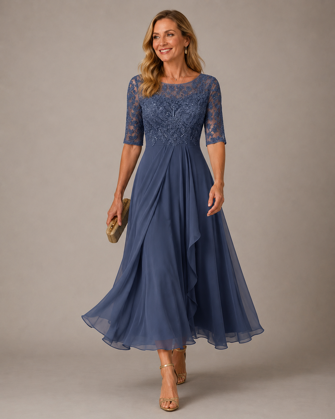 Rosa – Il Vestito Midi in Pizzo Flattering