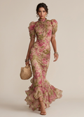 Fiora · Vestido maxi con estampado de rosas vintage