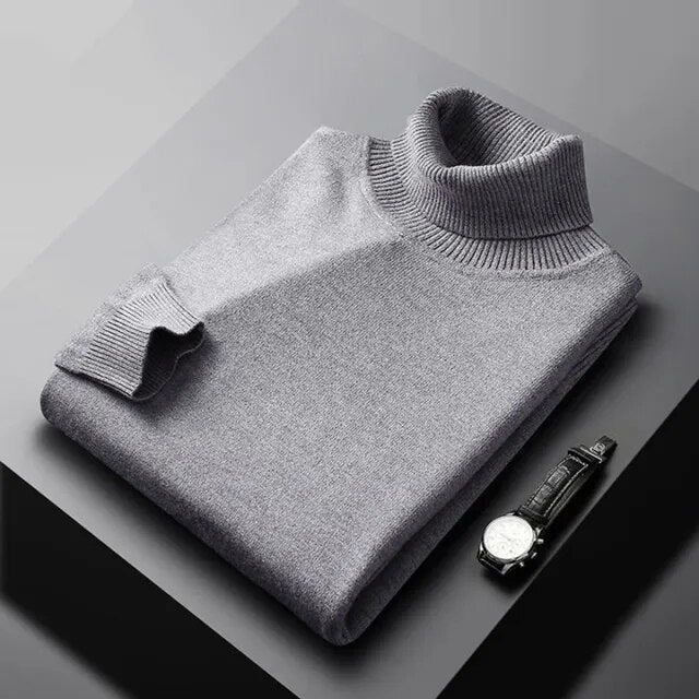 Maglione a Collo Alto da Uomo 100% Cashmere Elegante