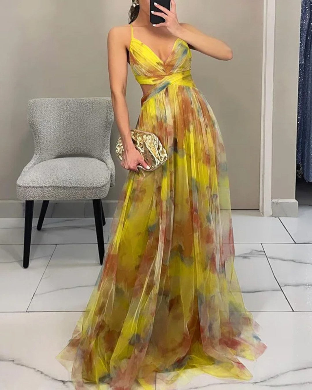 La Scintilla | Abito lungo elegante con stampa floreale