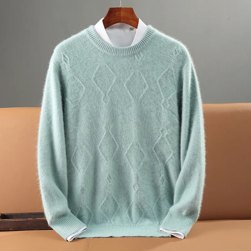 Maglione in Cashmere da Uomo con Motivo a Rombo