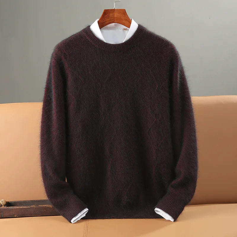 Maglione in Cashmere da Uomo con Motivo a Rombo
