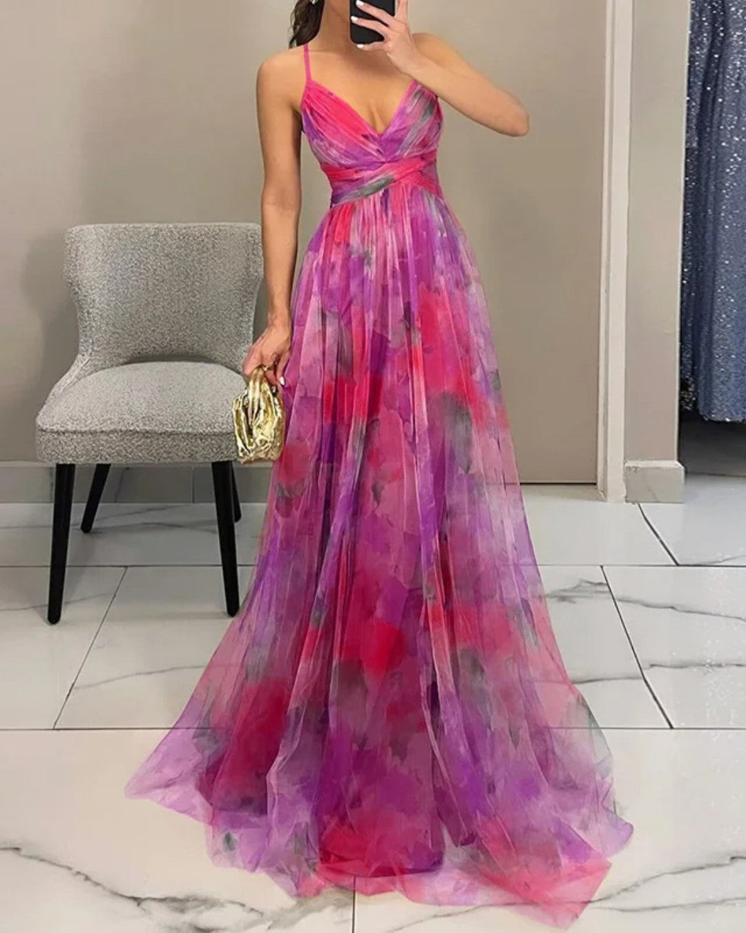 La Scintilla | Abito lungo elegante con stampa floreale