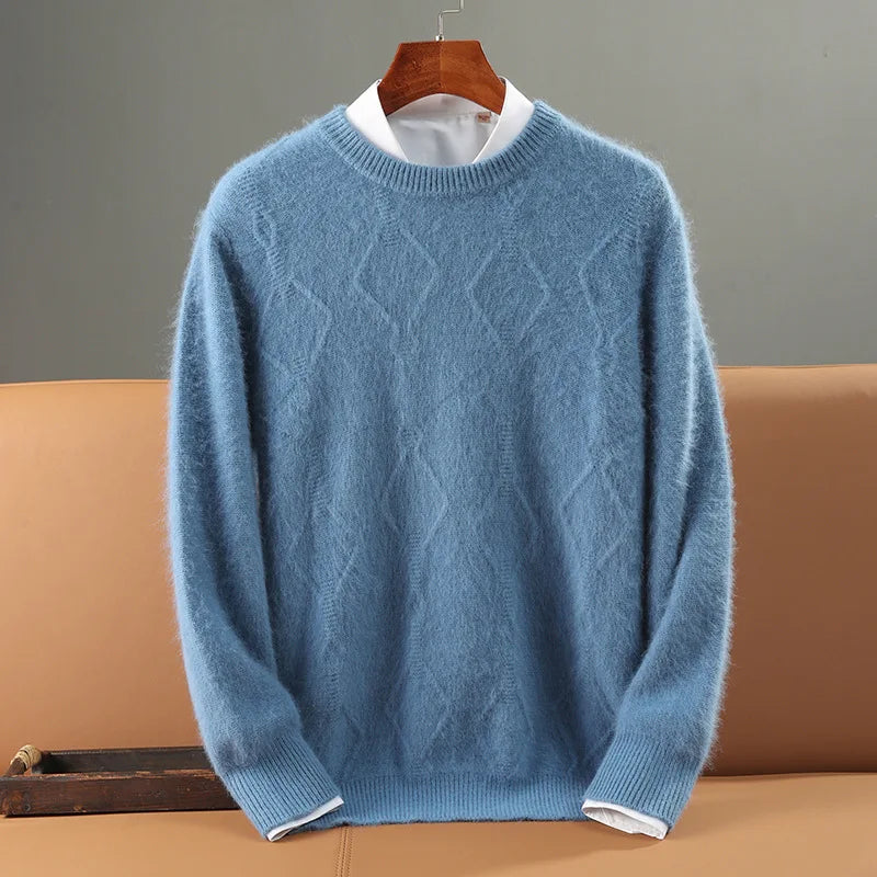 Maglione in Cashmere da Uomo con Motivo a Rombo