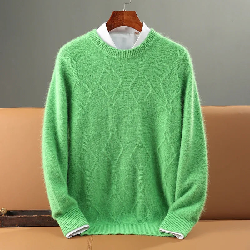 Maglione in Cashmere da Uomo con Motivo a Rombo