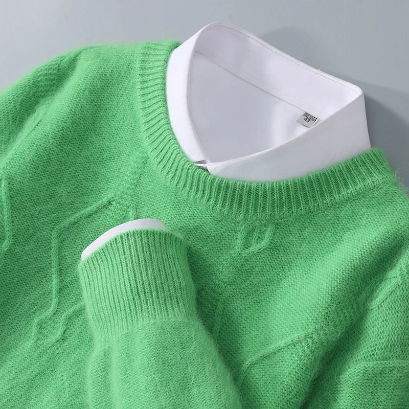 Maglione in Cashmere da Uomo con Motivo a Rombo