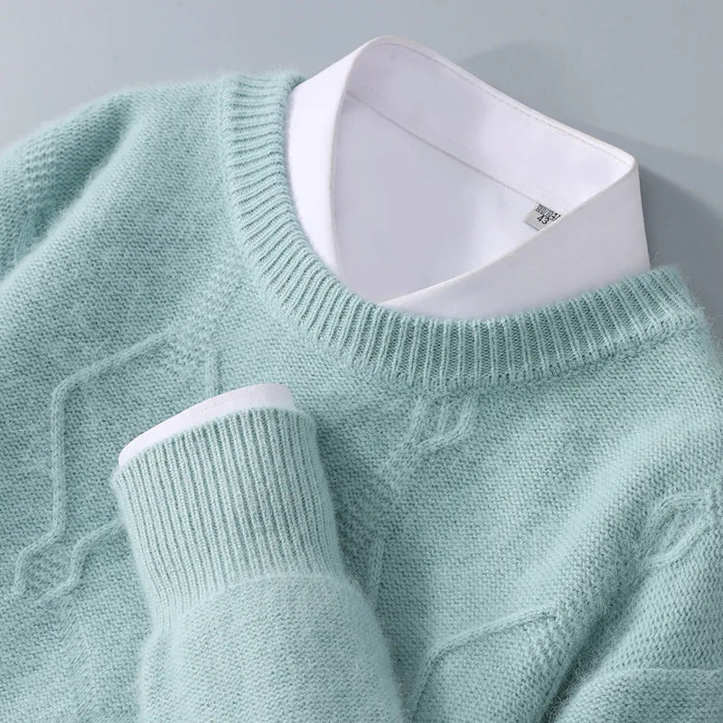 Maglione in Cashmere da Uomo con Motivo a Rombo