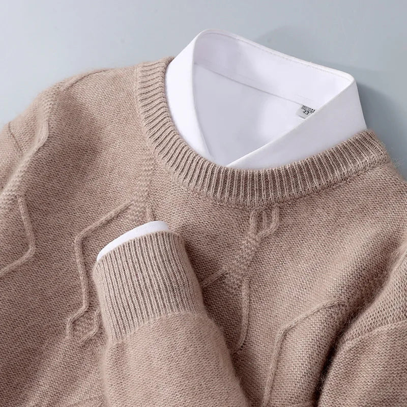 Maglione in Cashmere da Uomo con Motivo a Rombo