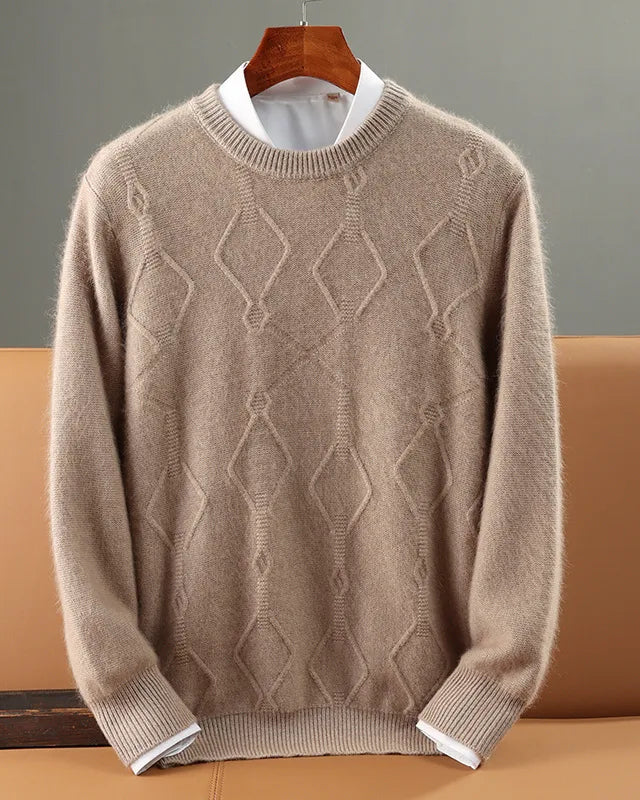 Maglione in Cashmere da Uomo con Motivo a Rombo