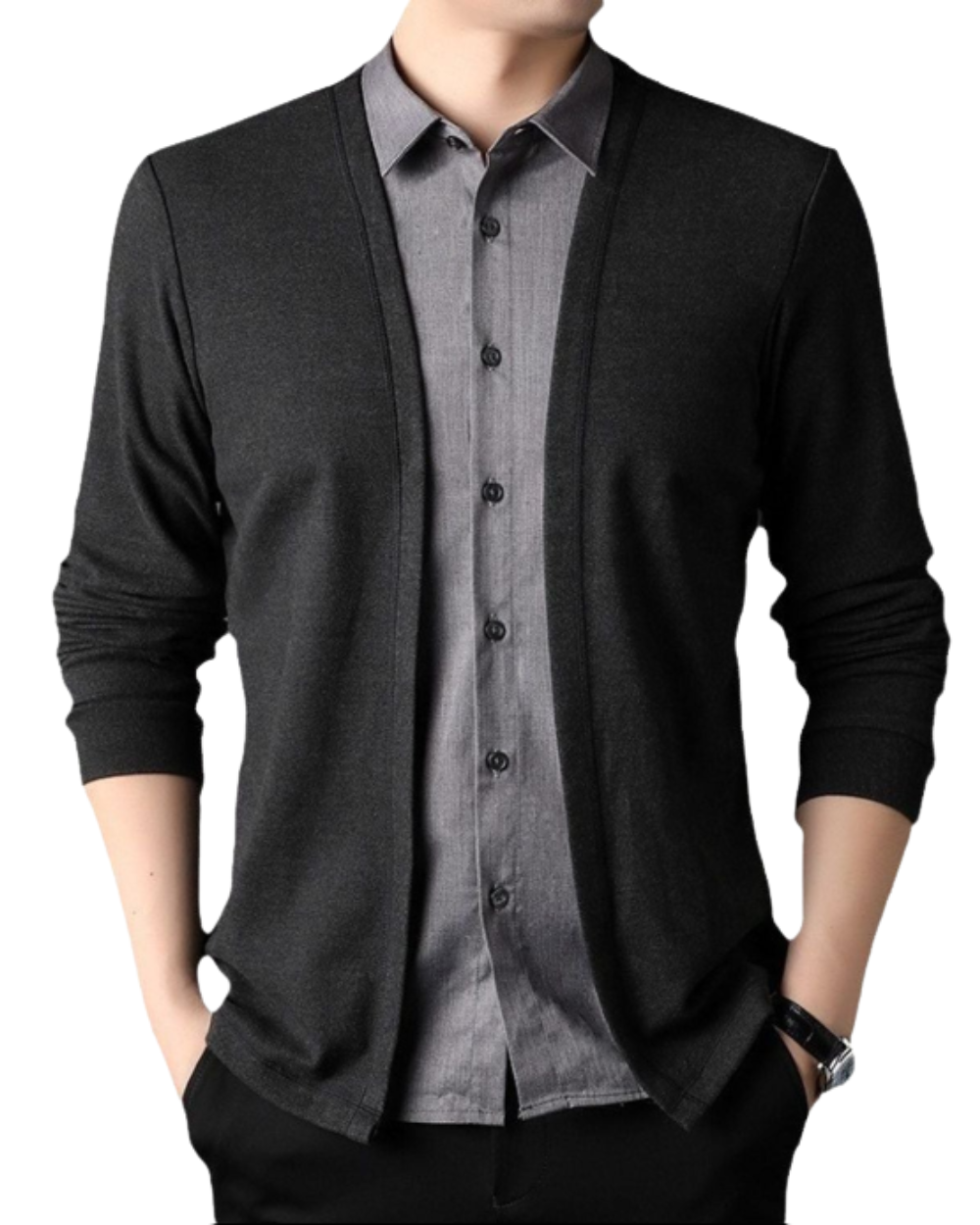 Camicia Cardigan da Uomo 2 in 1 in Tessuto Premium