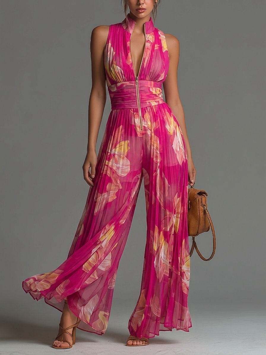 ROSSELLA | Tuta Intera en Chiffon Fucsia
