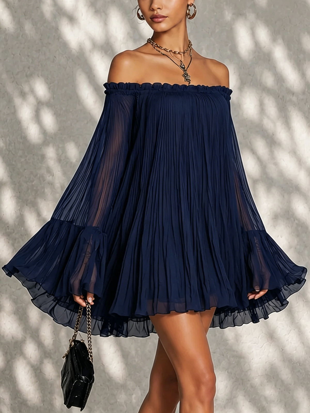 Beatrice | Miniabito blu spalle scoperte