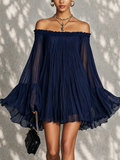 Beatrice | Miniabito blu spalle scoperte