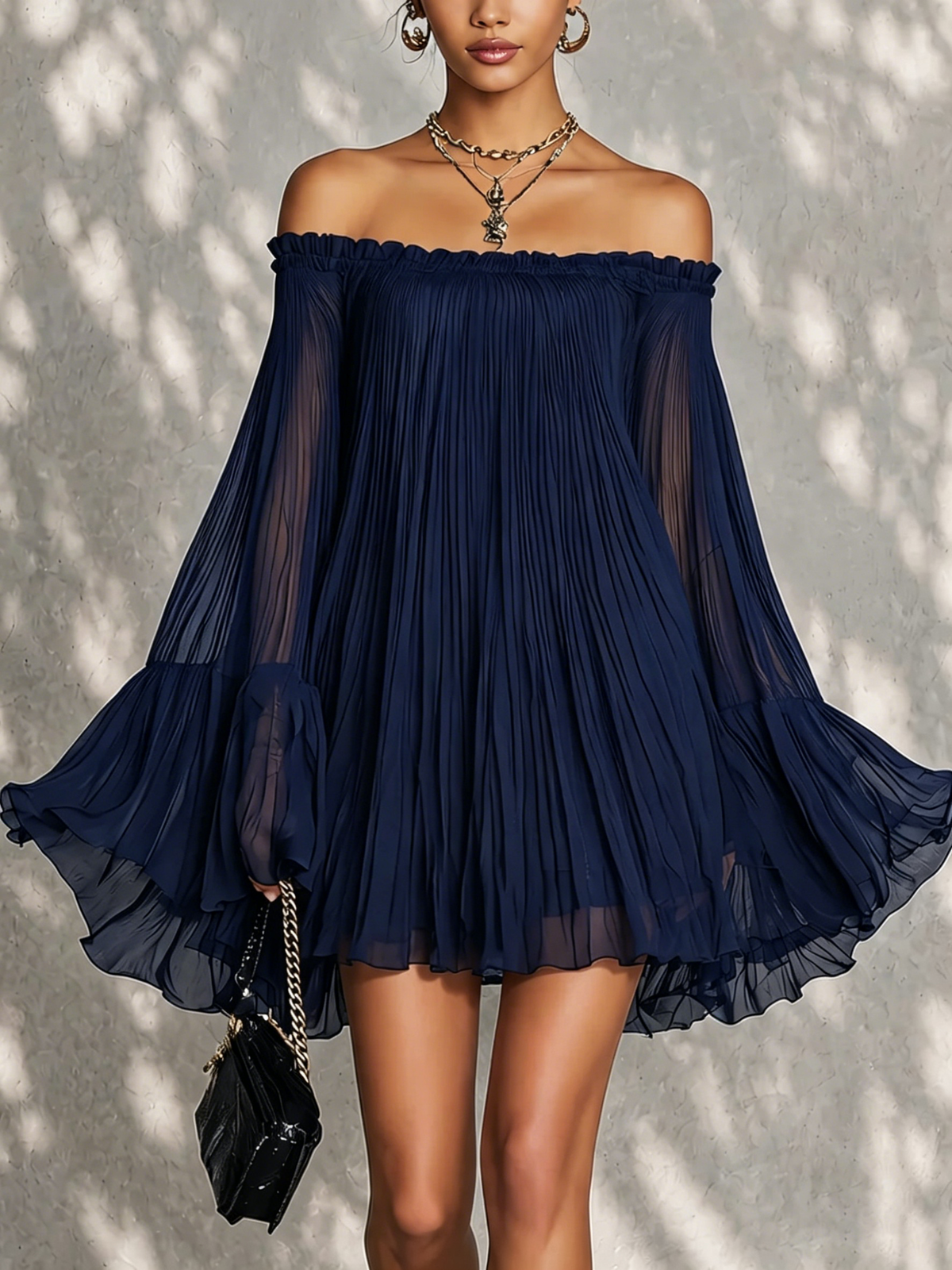 Beatrice | Miniabito blu spalle scoperte