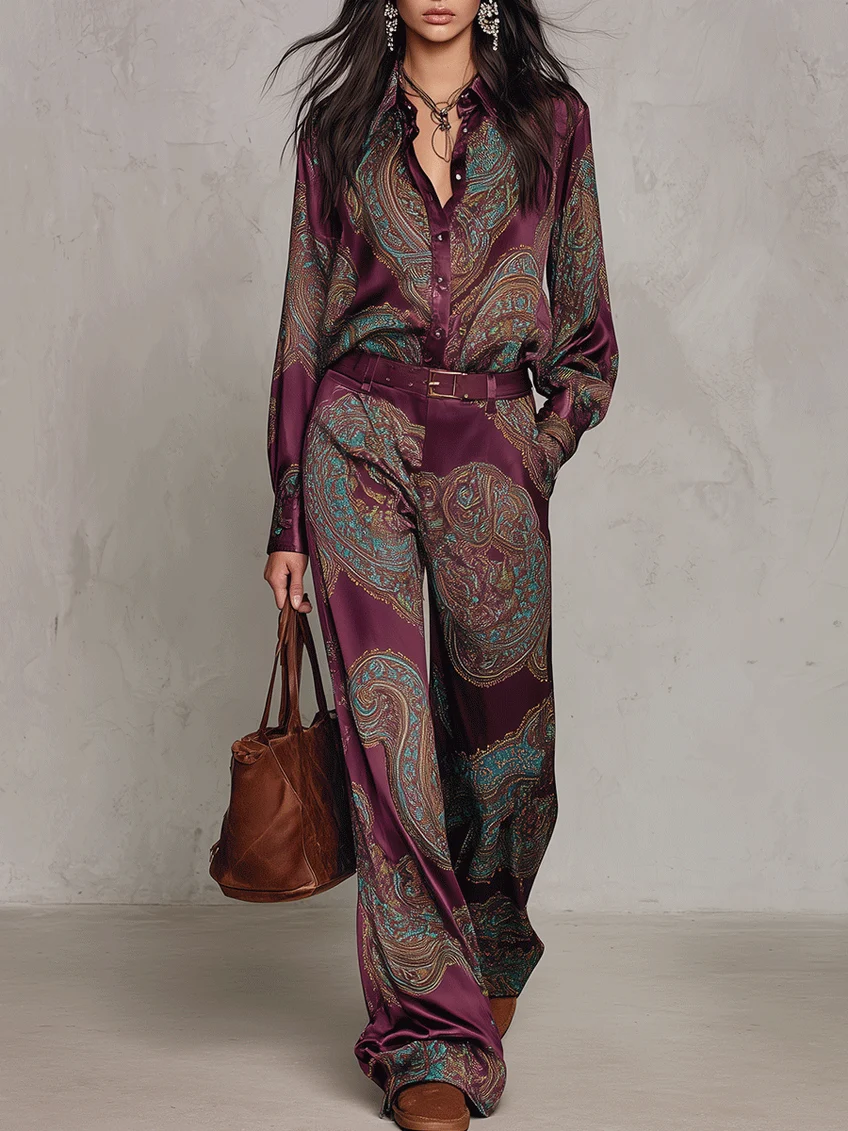 Valentina™ | Completo Paisley e Pantaloni a Gamba Larga