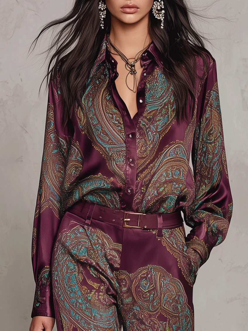 Valentina™ | Completo Paisley e Pantaloni a Gamba Larga