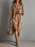 Matilde™ | Abito Midi Oversize en Velluto a Coste Monopetto con Tasche