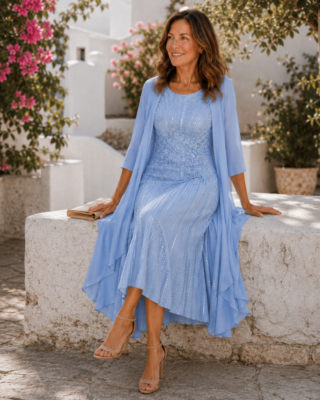 Celeste | Abito Duster con Paillettes