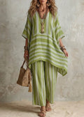 Raquel · Completo Boho in Lino a Righe Donna Taglio Oversize