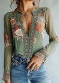 Rocío · Blusa floreale bohémien con pizzo