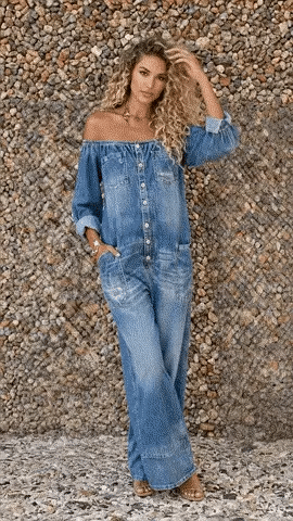 Noa | Mono de denim con escote de hombro descubierto