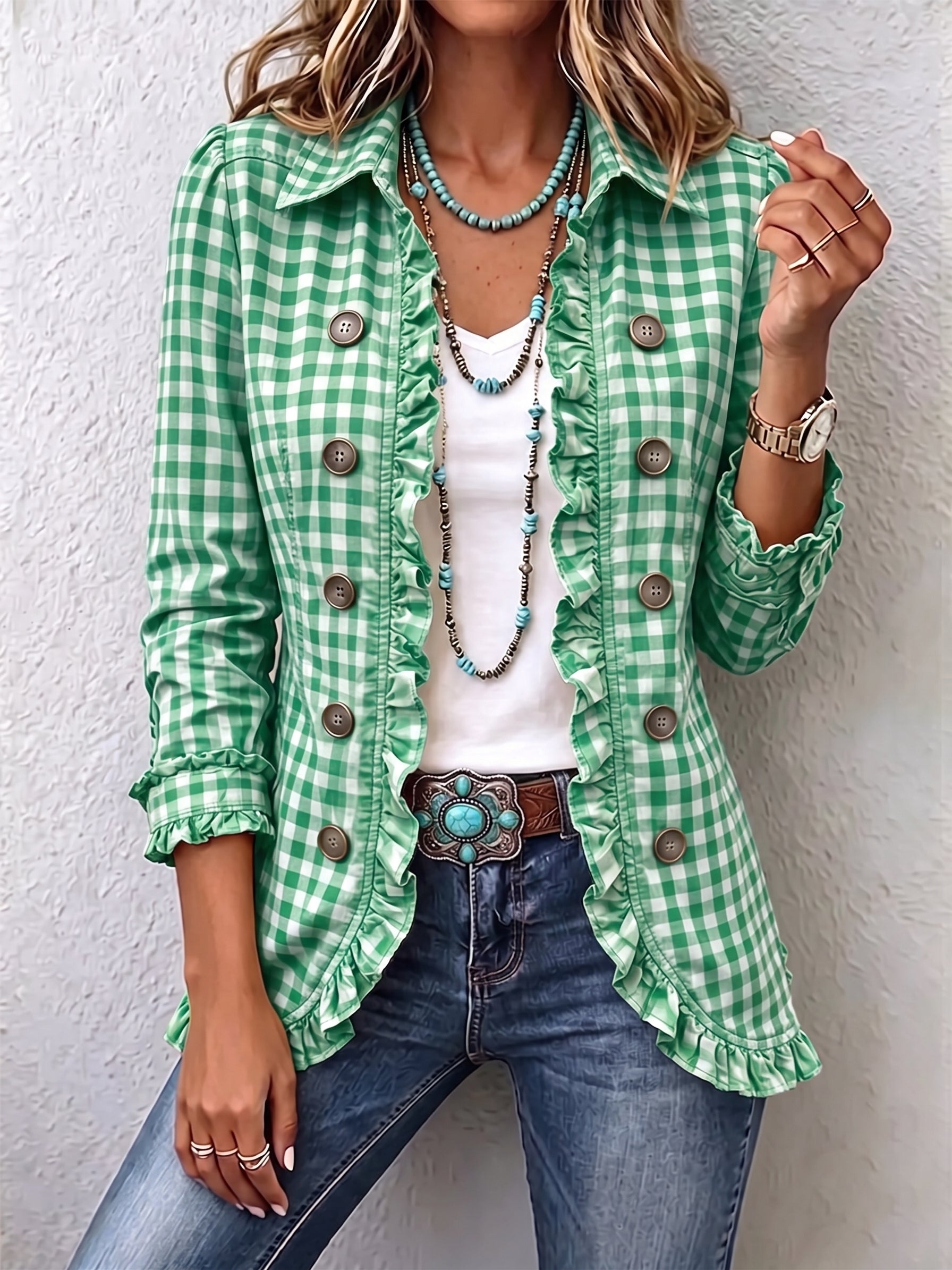 Charlene™ | Giacca a Righe con Rouches