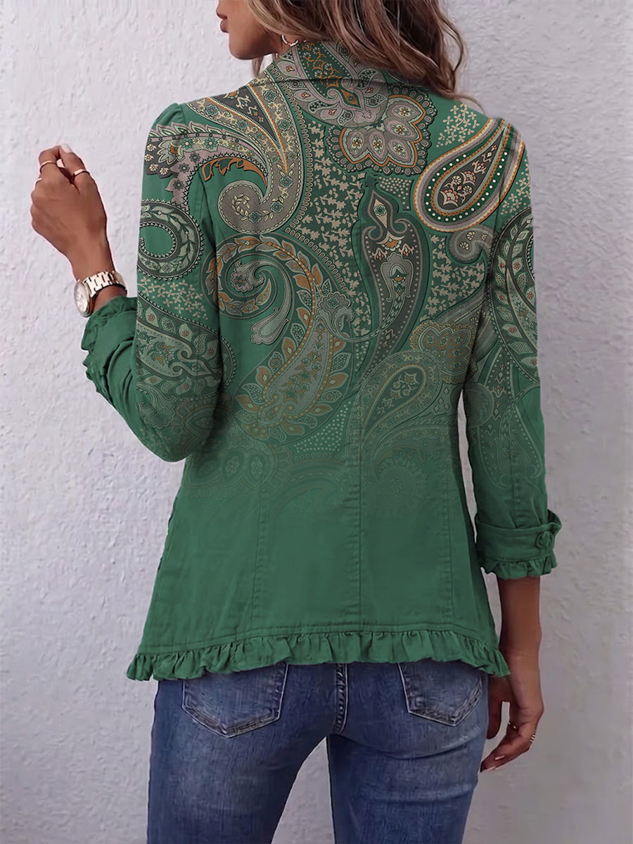 Jemara™ | Giacca Paisley con Polsini Arricciati