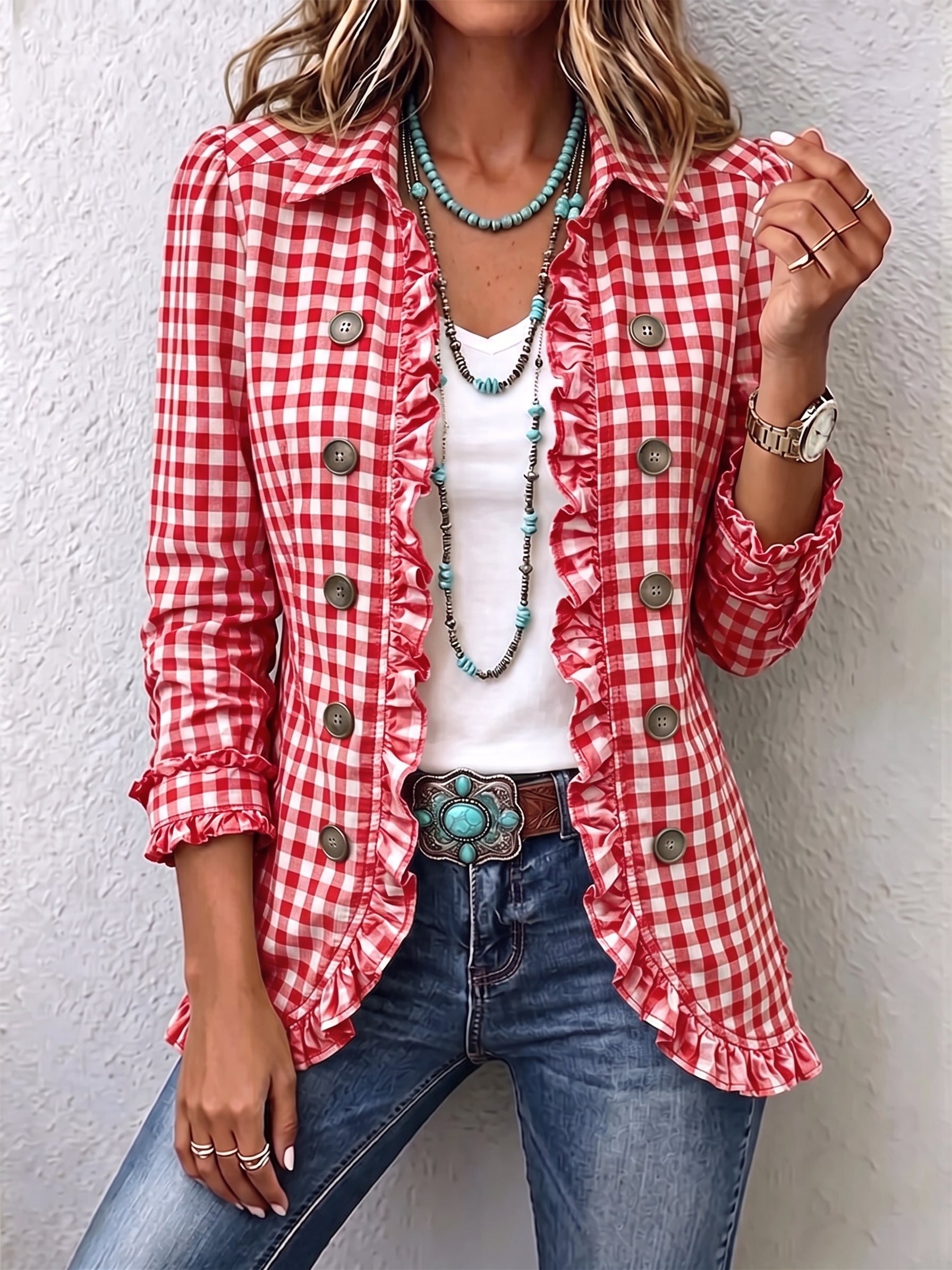 Charlene™ | Giacca a Righe con Rouches