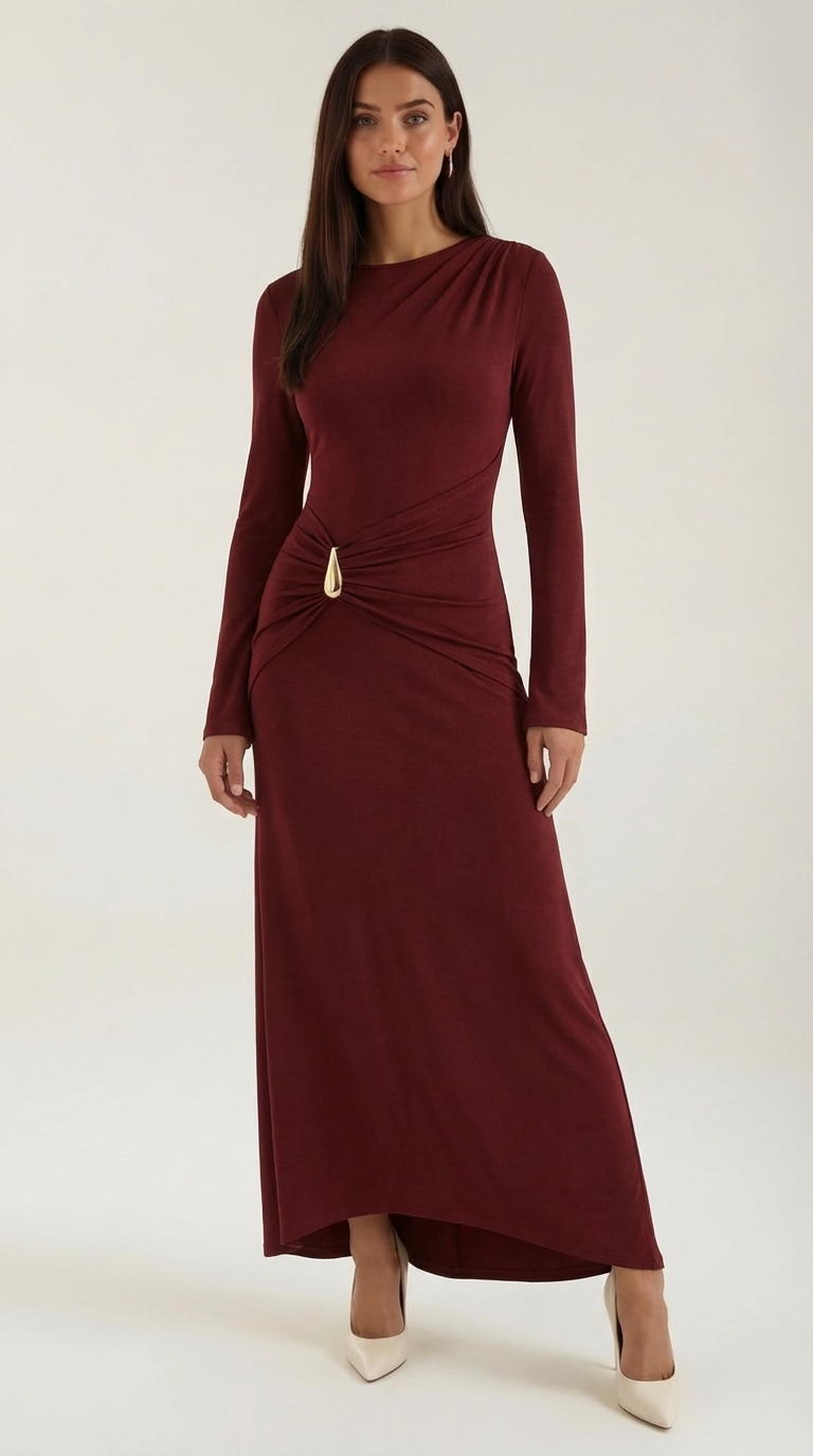 Renee | Vestito Lungo Intramontabile a Maniche Lunghe