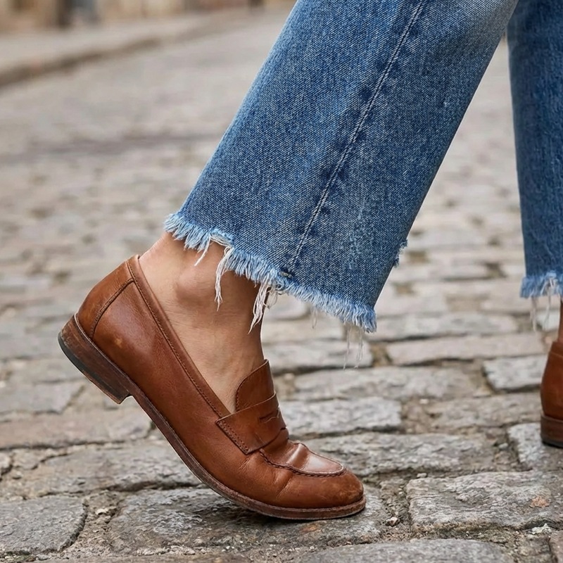 Lola · Vaqueros rectos cortos retro para mujer